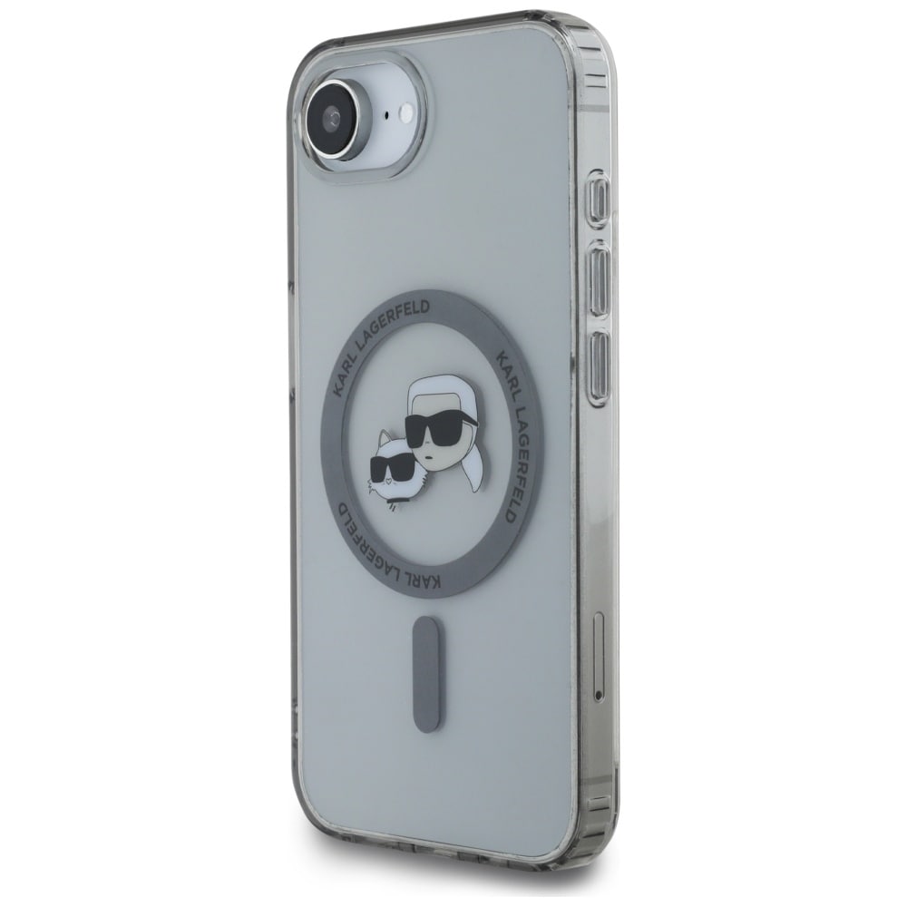 Karl Lagerfeld IML Metal Karl & Choupette Heads MagSafe iPhone 16e Etui - Sort