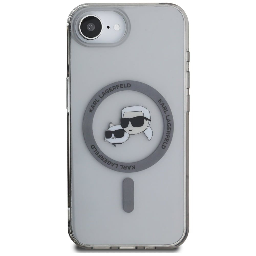 Karl Lagerfeld IML Metal Karl & Choupette Heads MagSafe iPhone 16e Etui - Sort
