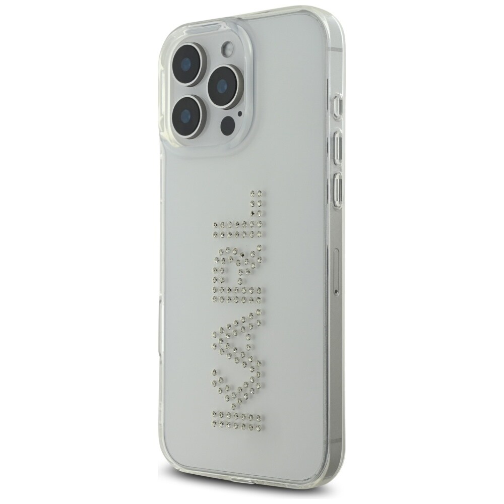 Karl Lagerfeld IML Rhinestones Logo iPhone 16 Pro Etui - Klar