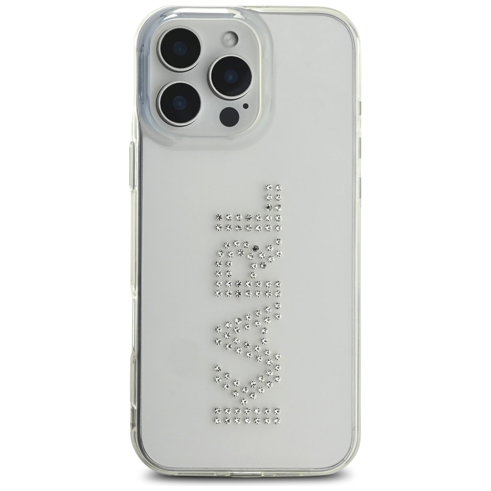 Karl Lagerfeld IML Rhinestones Logo iPhone 16 Pro Etui - Klar