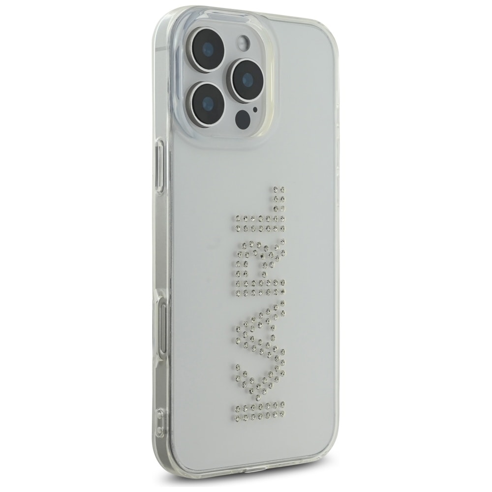 Karl Lagerfeld IML Rhinestones Logo iPhone 16 Pro Etui - Klar