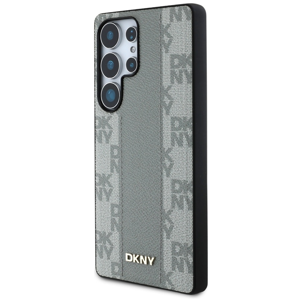 DKNY MagSafe-etui i læder med ternet mønster til Samsung Galaxy S25 Ultra - grå