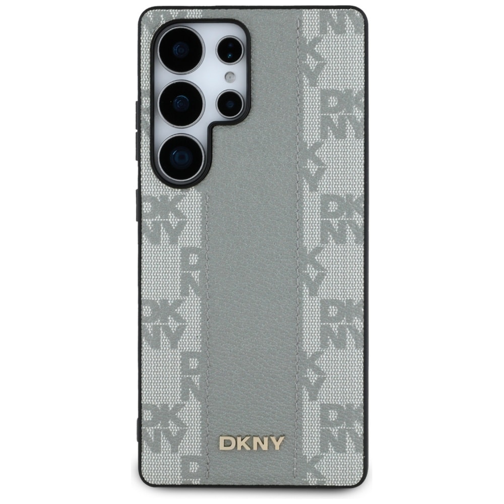 DKNY MagSafe-etui i læder med ternet mønster til Samsung Galaxy S25 Ultra - grå