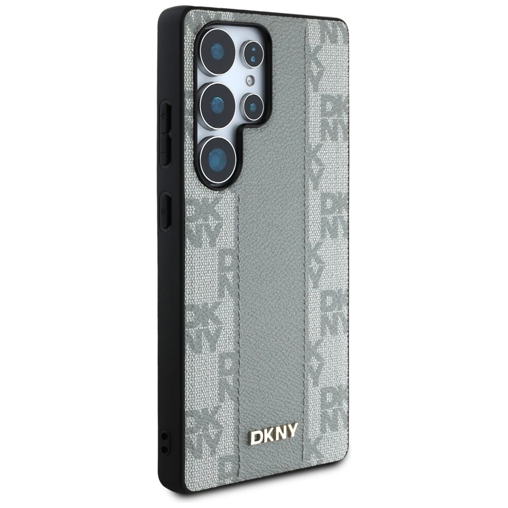 DKNY MagSafe-etui i læder med ternet mønster til Samsung Galaxy S25 Ultra - grå