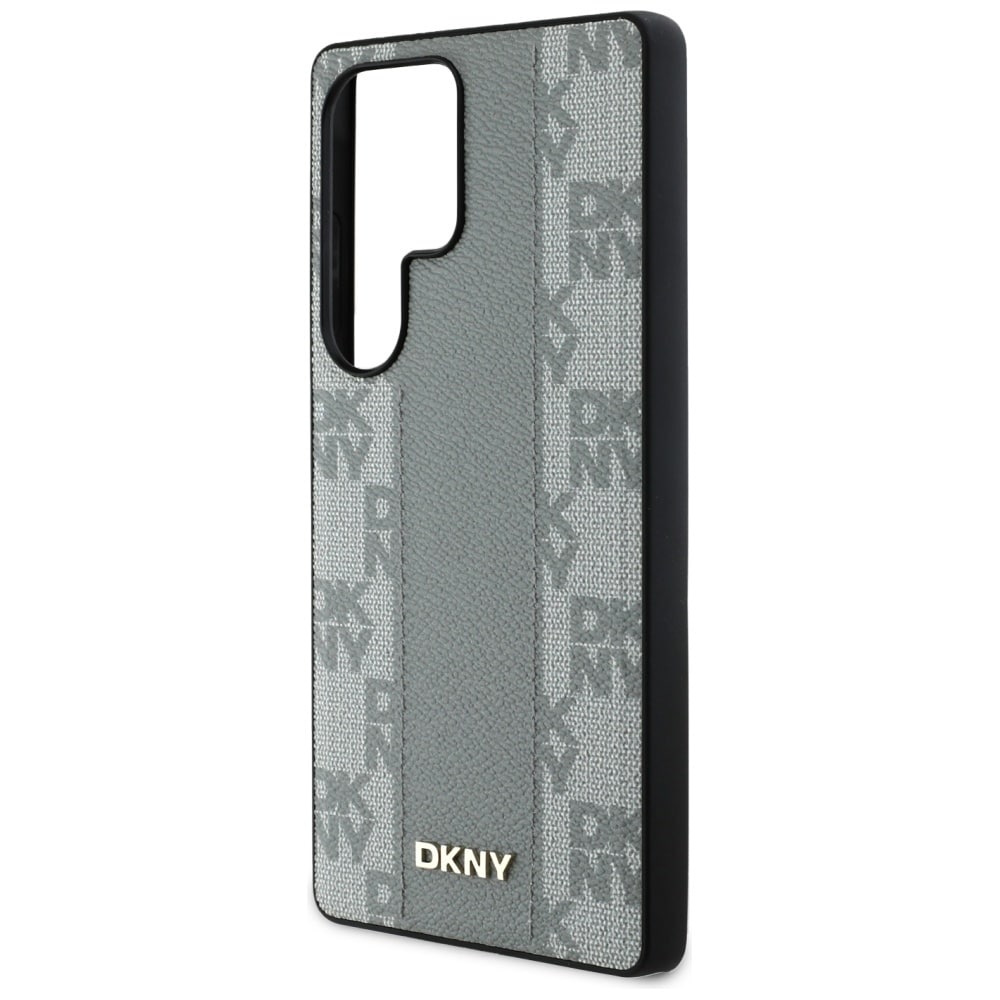 DKNY MagSafe-etui i læder med ternet mønster til Samsung Galaxy S25 Ultra - grå