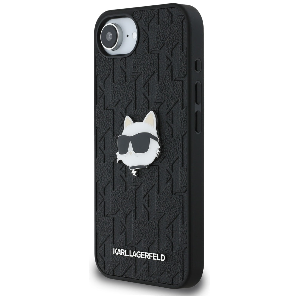 Karl Lagerfeld Monogram Choupette Head Pin iPhone 16e Case - Sort