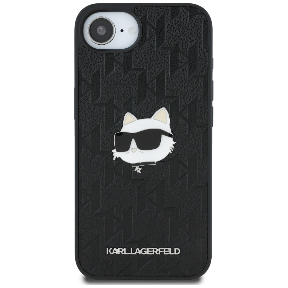 Karl Lagerfeld Monogram Choupette Head Pin iPhone 16e Case - Sort