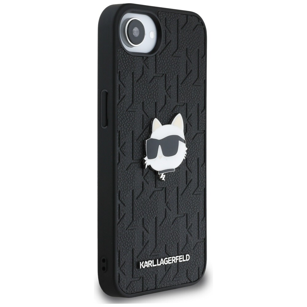 Karl Lagerfeld Monogram Choupette Head Pin iPhone 16e Case - Sort