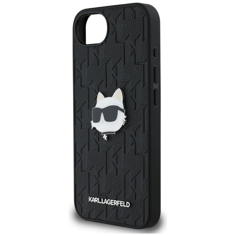 Karl Lagerfeld Monogram Choupette Head Pin iPhone 16e Case - Sort