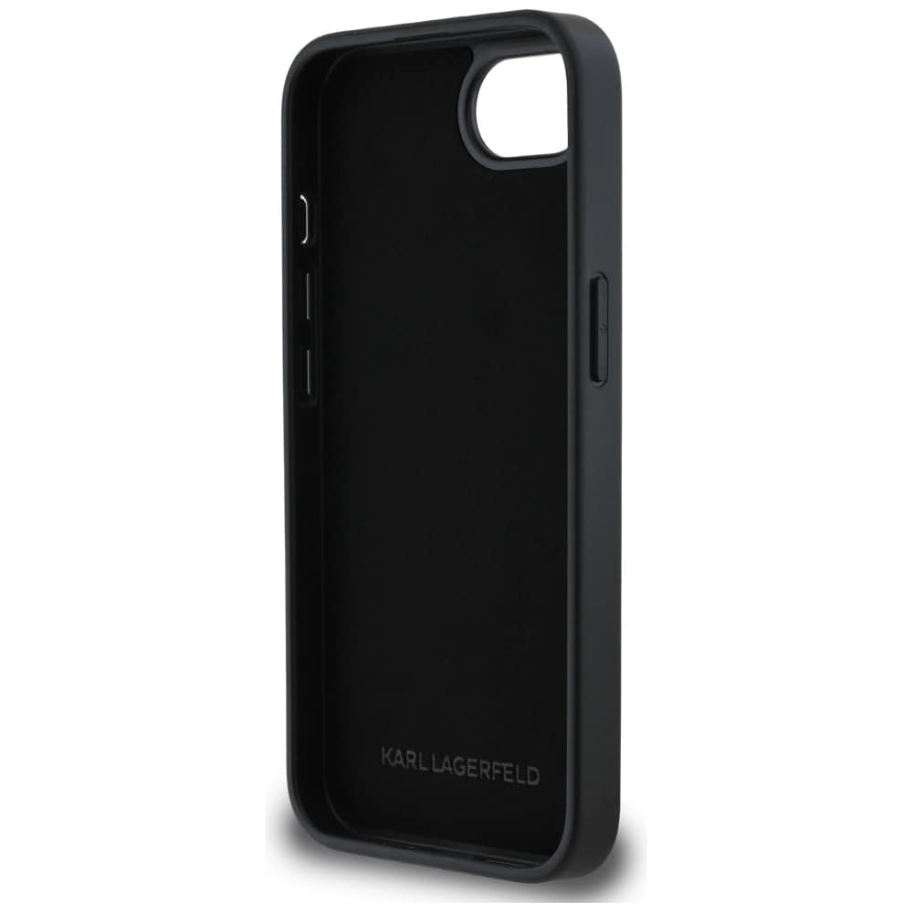 Karl Lagerfeld Monogram Choupette Head Pin iPhone 16e Case - Sort