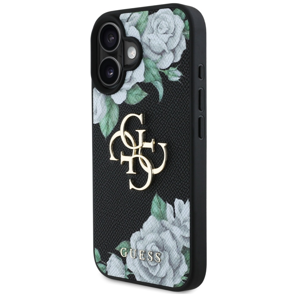 Guess Grained Roses Big 4G logotaske til iPhone 16 - sort