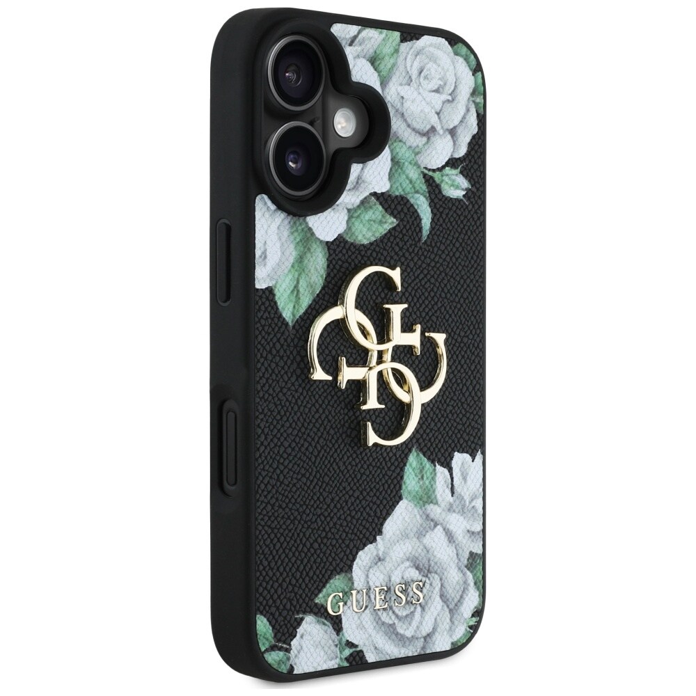 Guess Grained Roses Big 4G logotaske til iPhone 16 - sort