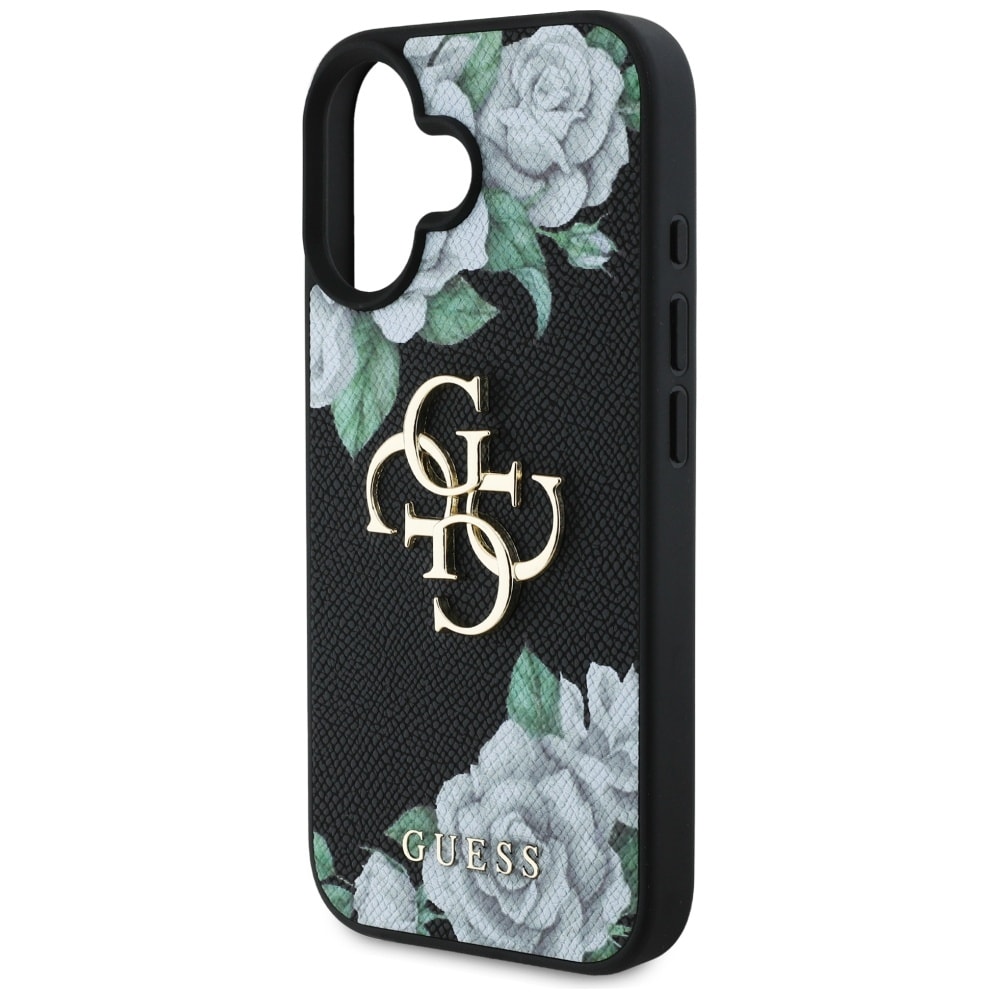 Guess Grained Roses Big 4G logotaske til iPhone 16 - sort