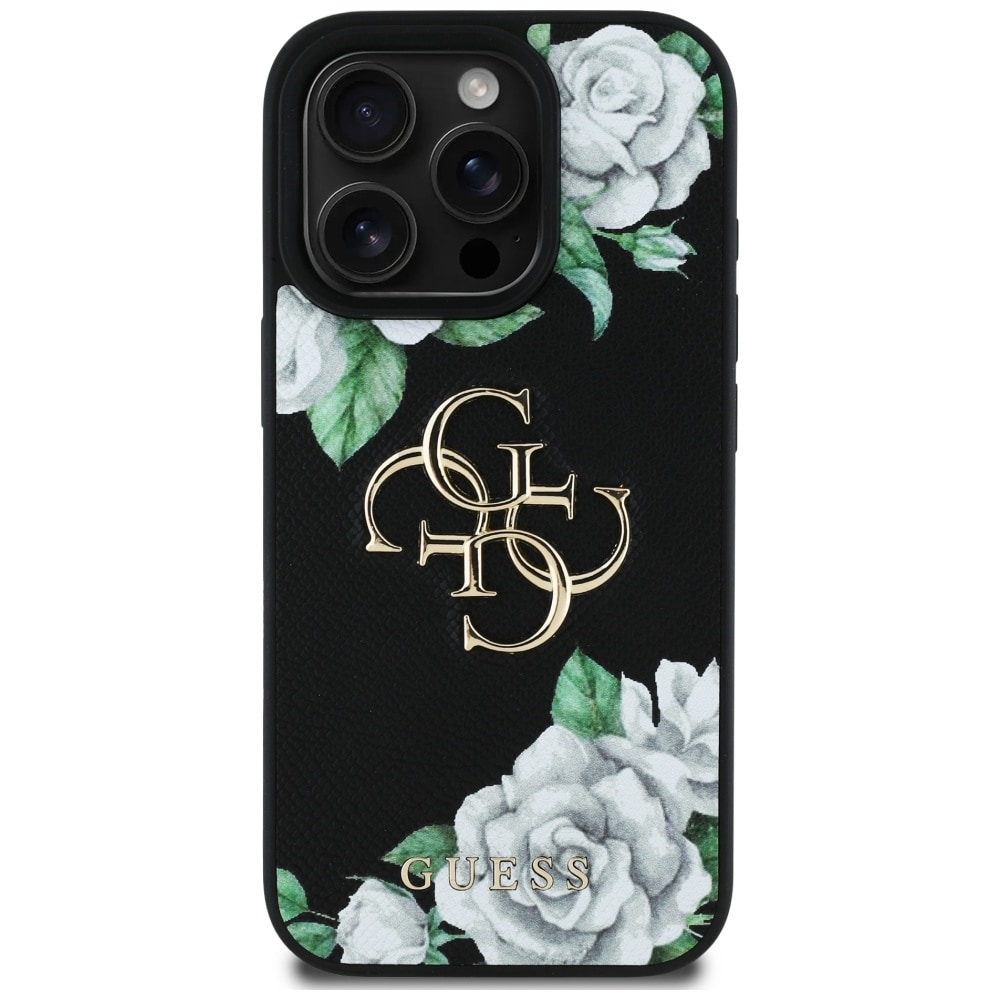 Guess Grained Roses Big 4G-logo iPhone 16 Pro-etui - sort