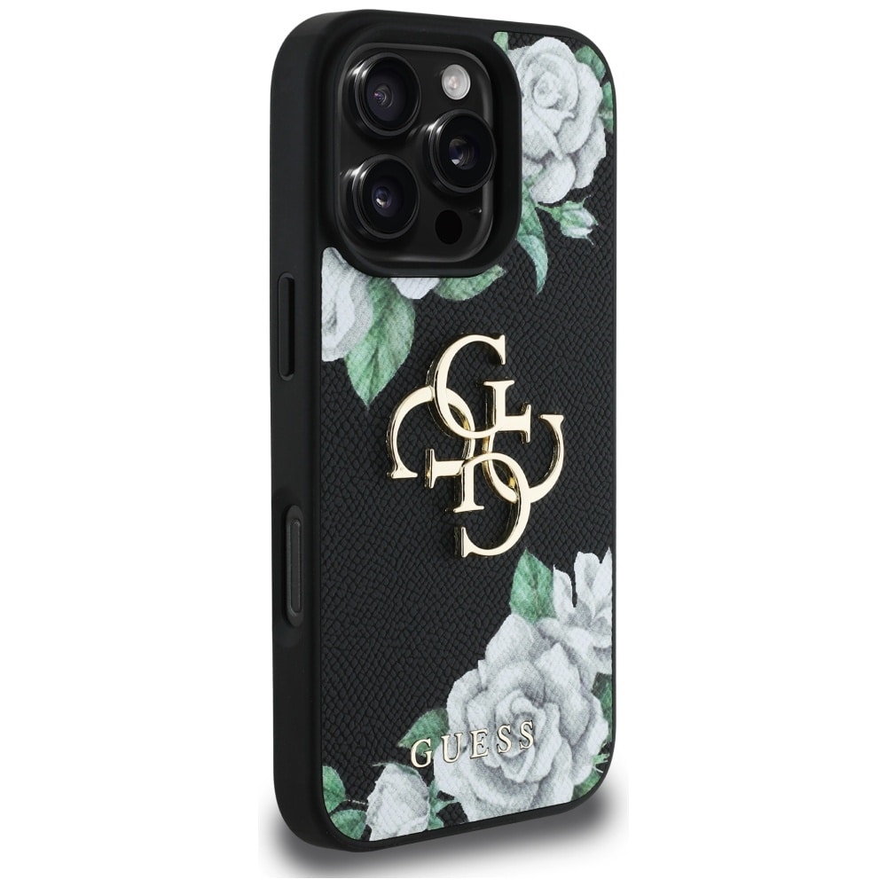 Guess Grained Roses Big 4G-logo iPhone 16 Pro-etui - sort