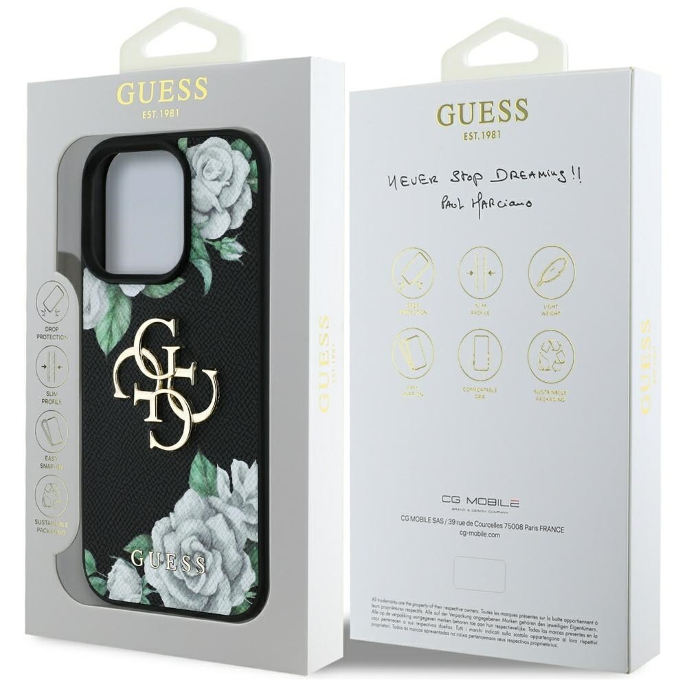Guess Grained Roses Big 4G-logo iPhone 16 Pro-etui - sort