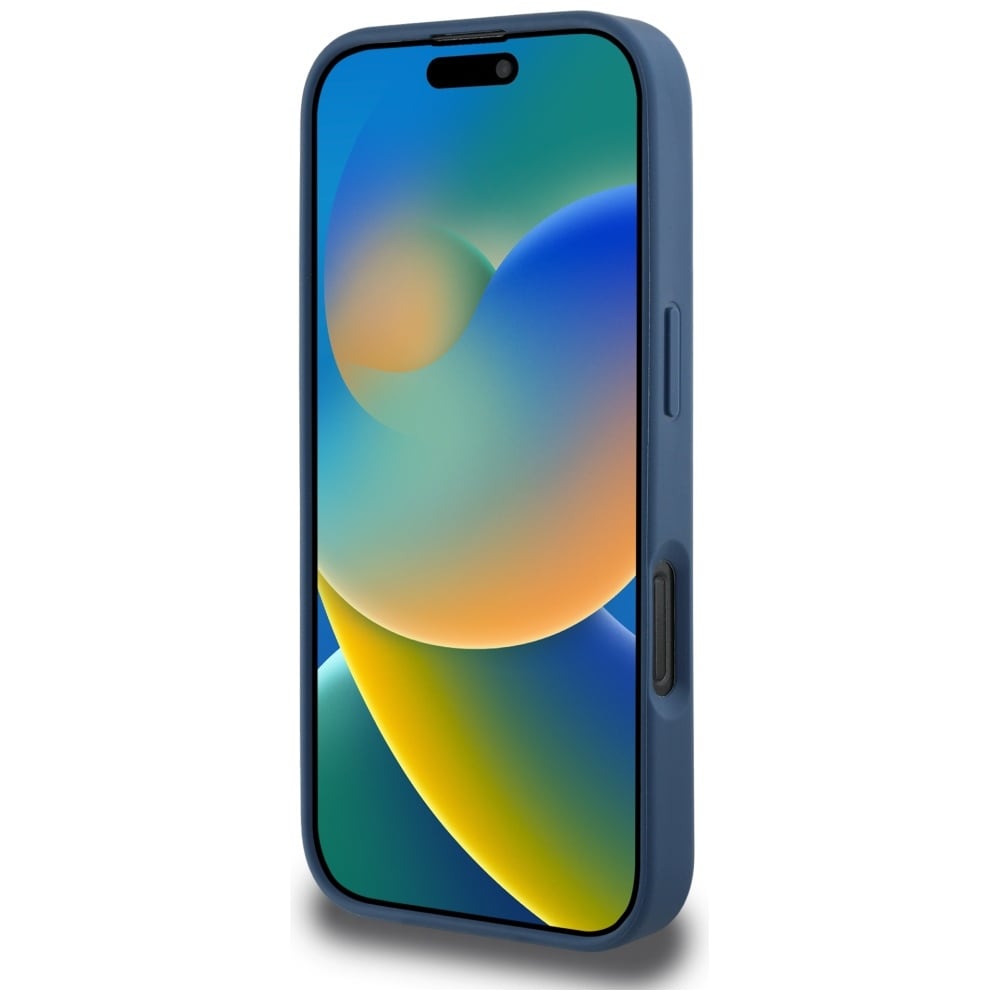 Guess Grained Roses Big 4G-logotaske til iPhone 16 Pro Max - blå