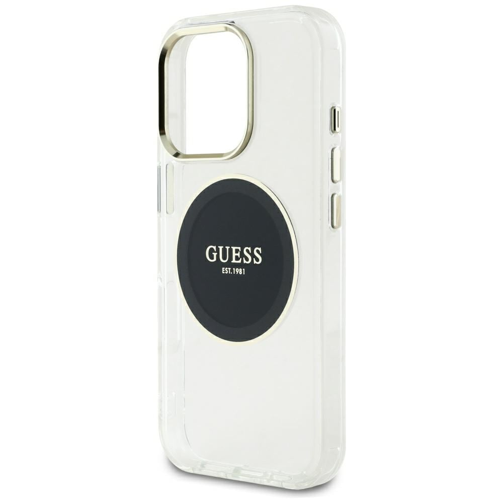 Guess IML metalfarvet cirkel Classic logo MagSafe-etui til iPhone 16 Pro Max - Sort