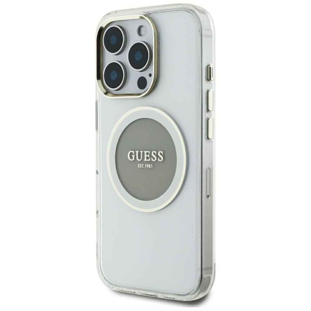 Guess IML Metal Colored Circle Classic Logo MagSafe-etui til iPhone 16 Pro Max - grå