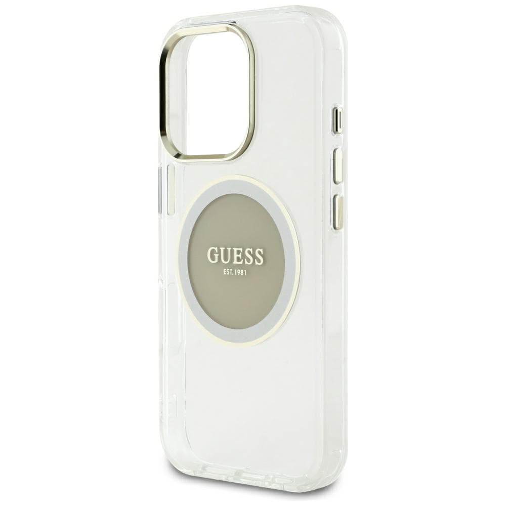 Guess IML Metal Colored Circle Classic Logo MagSafe-etui til iPhone 16 Pro Max - grå