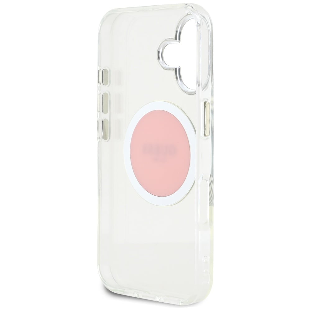 Guess IML metalfarvet cirkel Classic Logo MagSafe iPhone 16 etui - pink