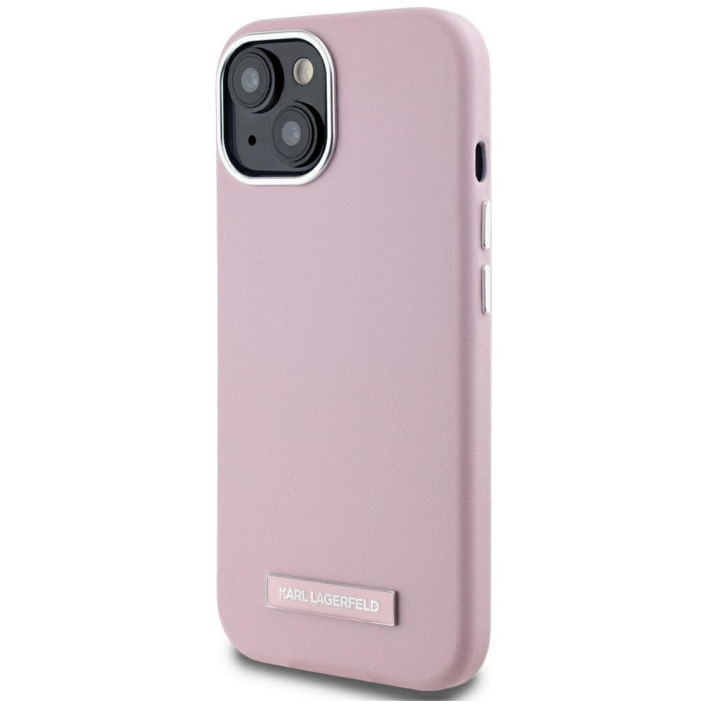 Karl Lagerfeld FW metalplade MagSafe iPhone 15 taske - pink