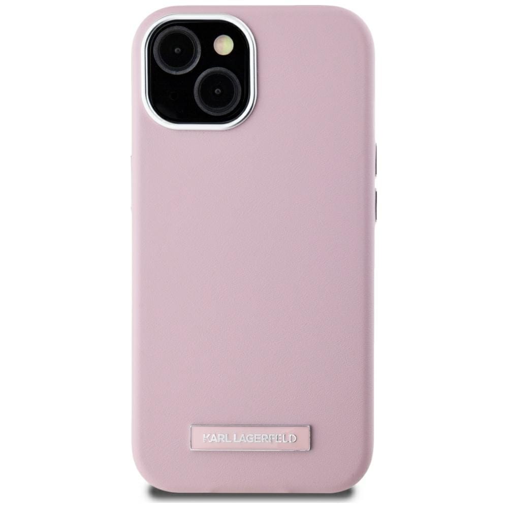Karl Lagerfeld FW metalplade MagSafe iPhone 15 taske - pink
