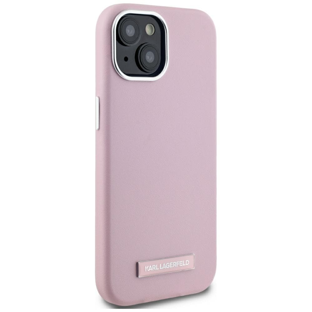 Karl Lagerfeld FW metalplade MagSafe iPhone 15 taske - pink