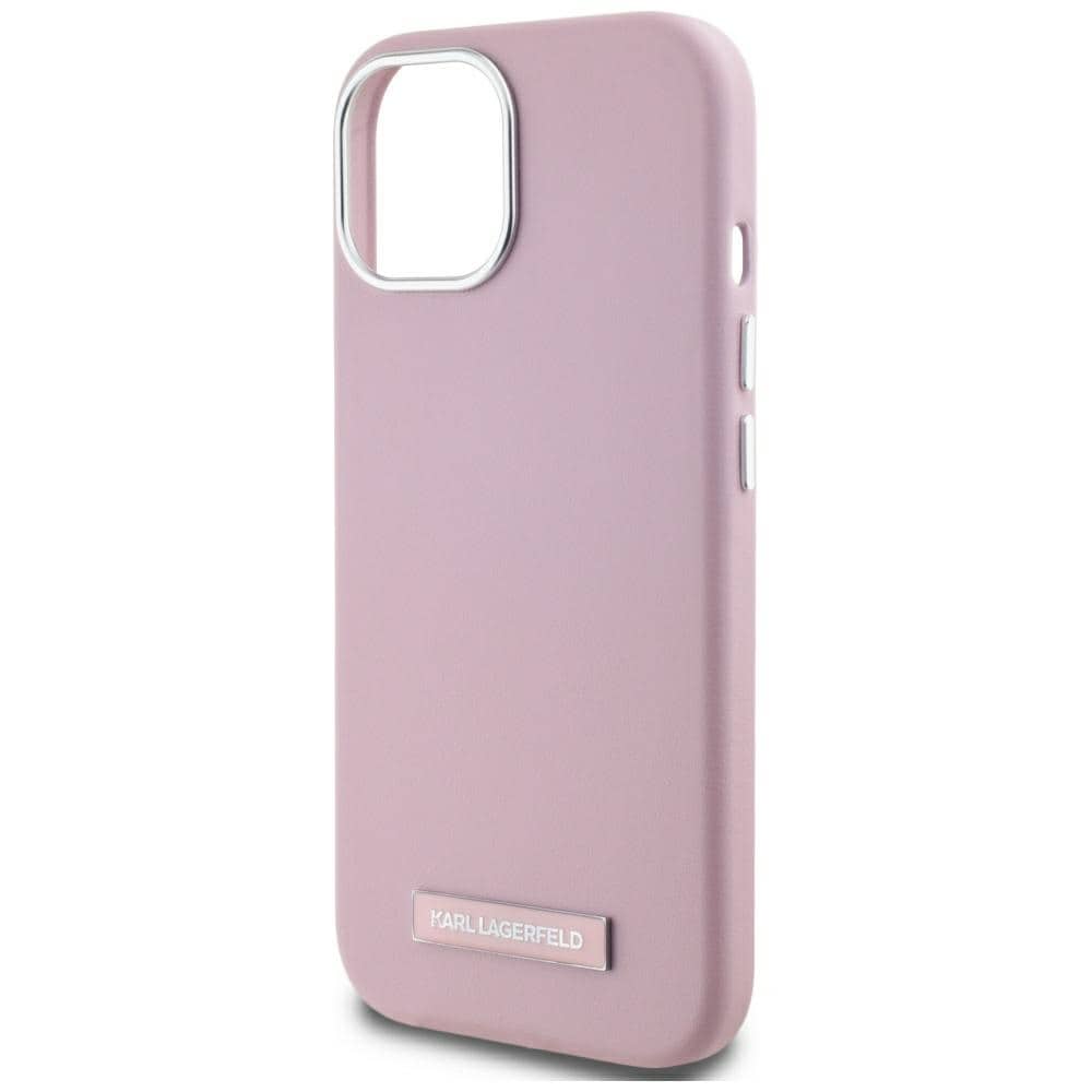 Karl Lagerfeld FW metalplade MagSafe iPhone 15 taske - pink