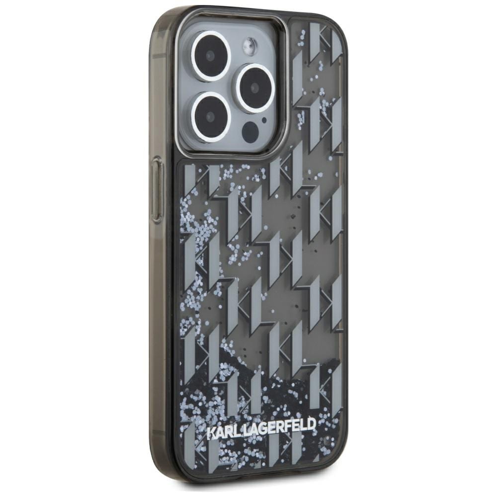 Karl Lagerfeld Liquide Glitter Monogram Gradient iPhone 15 Pro Max taske - Sort