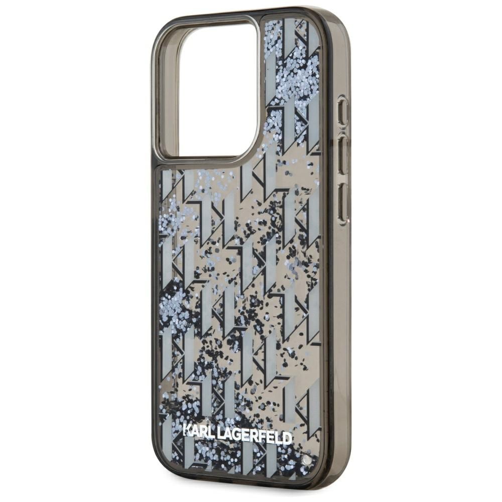 Karl Lagerfeld Liquide Glitter Monogram Gradient iPhone 15 Pro Max taske - Sort