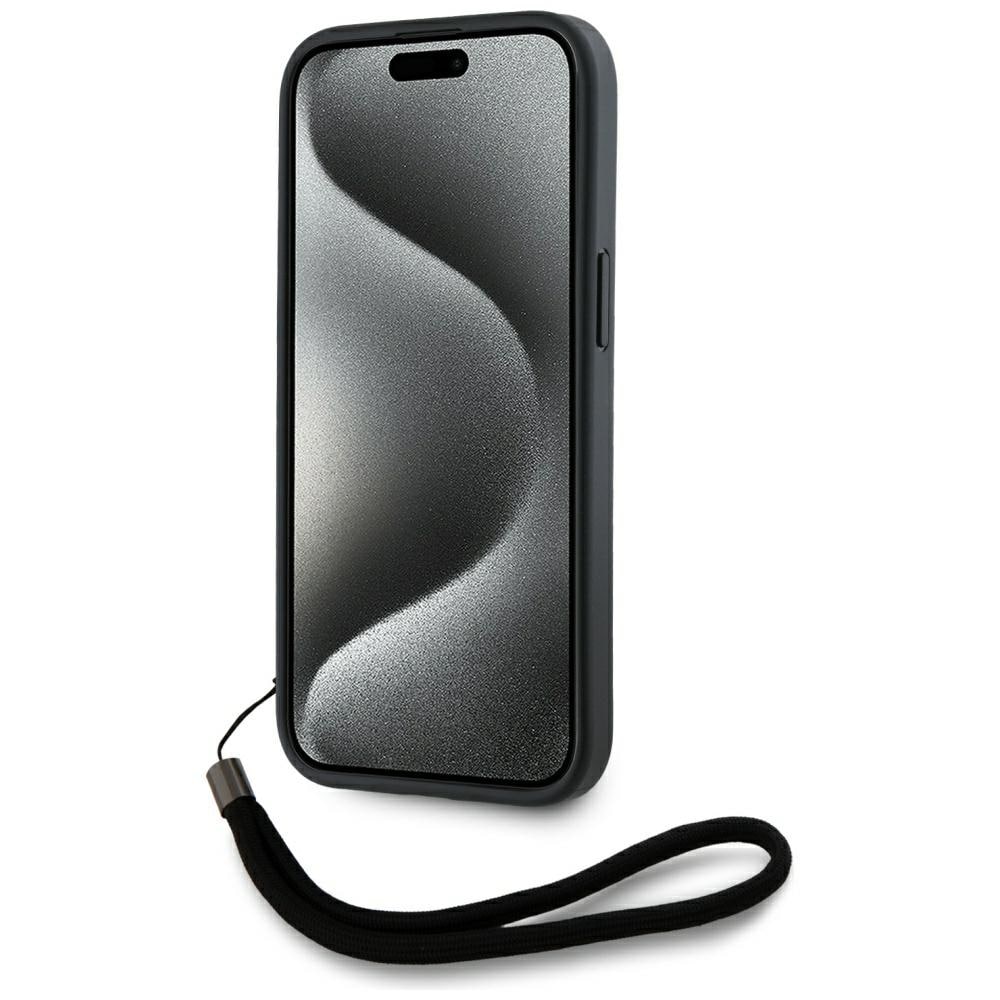 Karl Lagerfeld Saffiano Athleisure Stripes Cord iPhone 15 Pro taske - Pink