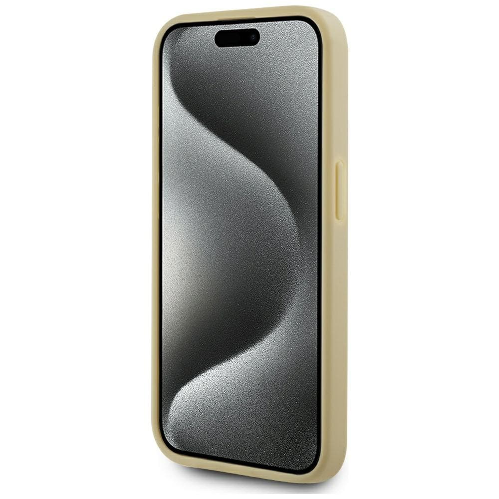 Karl Lagerfeld Rynket metal signatur iPhone 15 Pro taske - guld