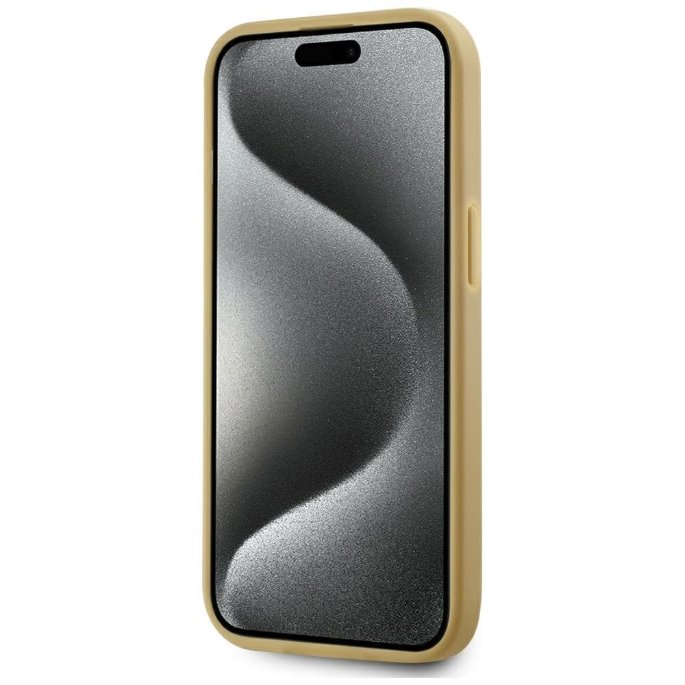 Karl Lagerfeld Rynket metal signatur iPhone 15 taske - guld