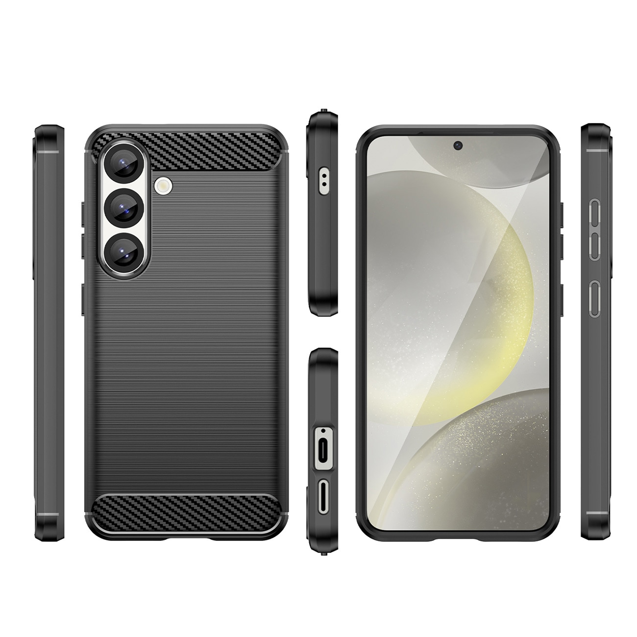 Carbon-etui i fleksibel silikone til Nothing-telefon (3a) - Sort