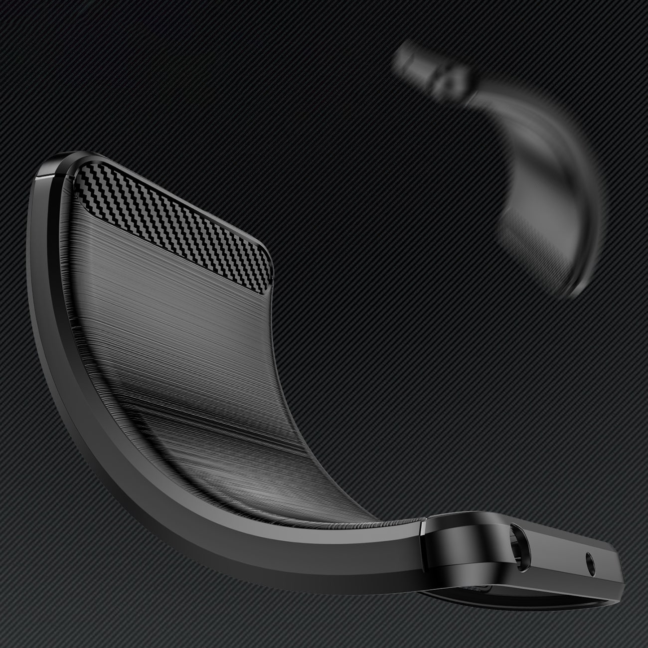 Carbon-etui i fleksibel silikone til Nothing-telefon (3a) - Sort