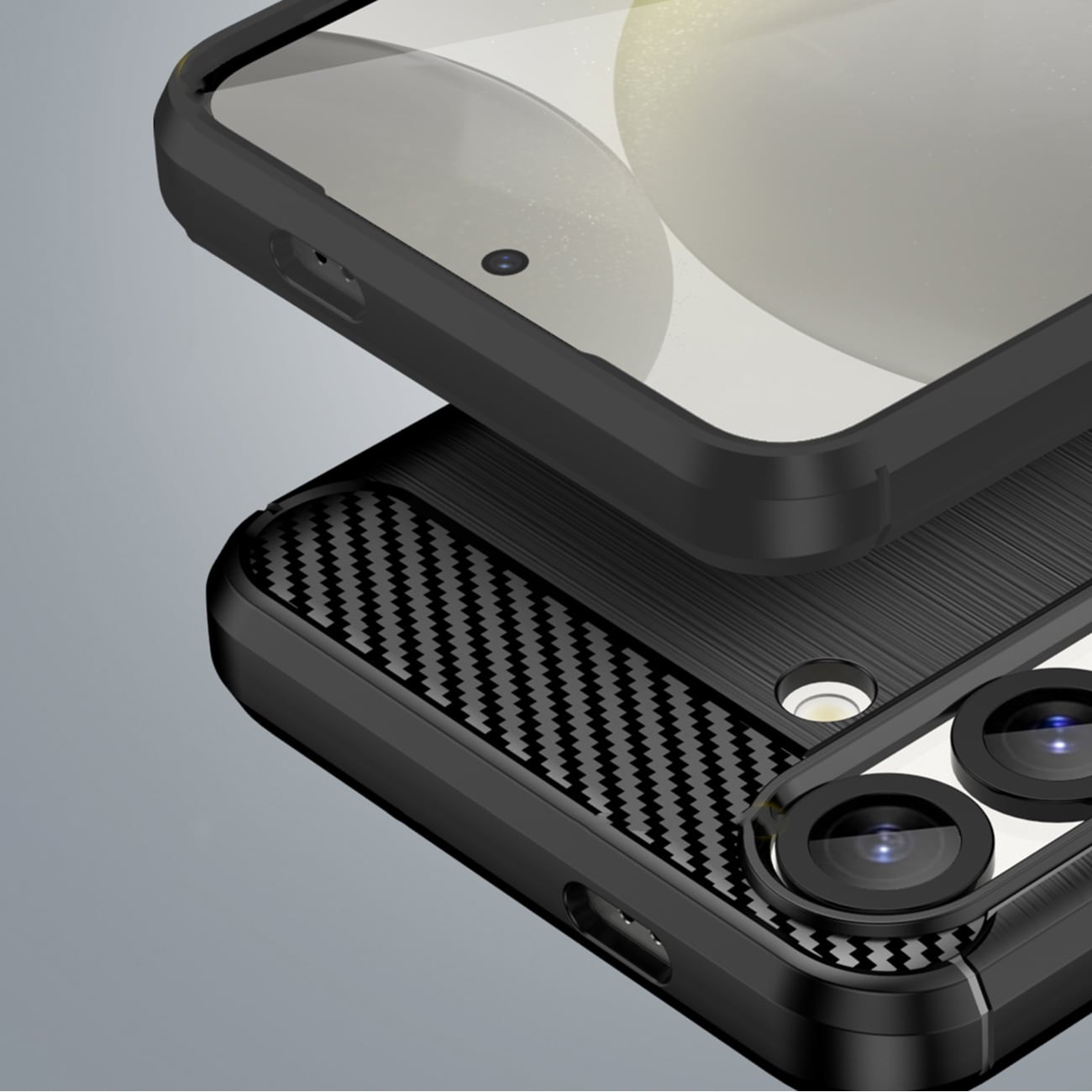 Carbon-etui i fleksibel silikone til Realme 14 5G - Sort