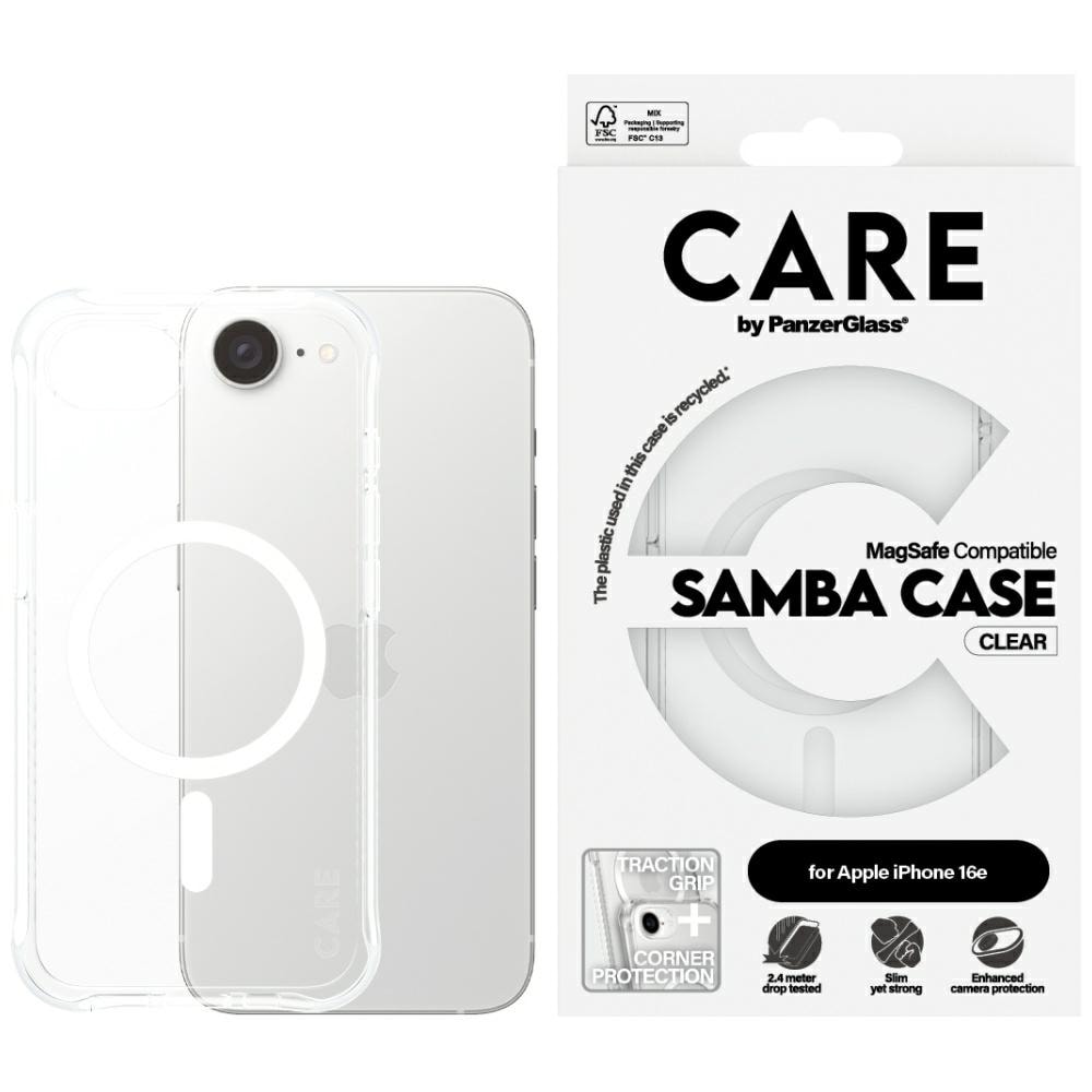 CARE by PanzerGlass Fashion MagSafe iPhone 16e-etui - gennemsigtigt