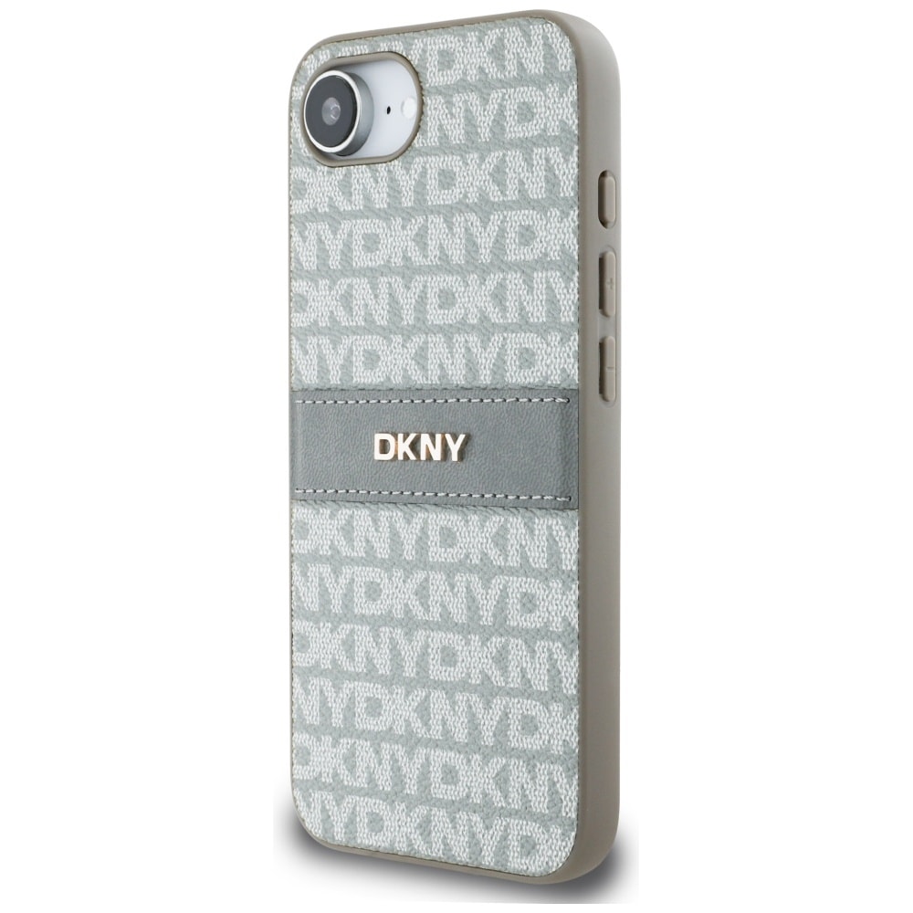 DKNY Repeat Texture Pattern med tonal stribe iPhone 16e Etui - Beige