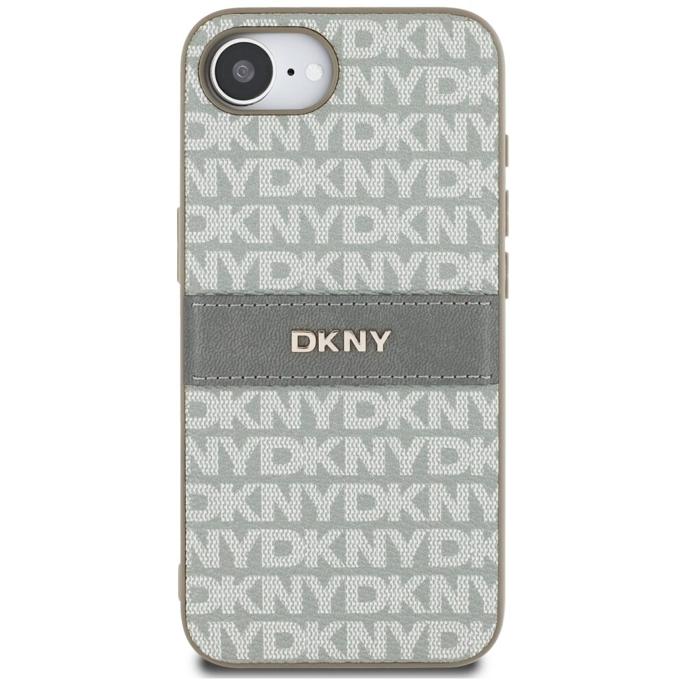 DKNY Repeat Texture Pattern med tonal stribe iPhone 16e Etui - Beige