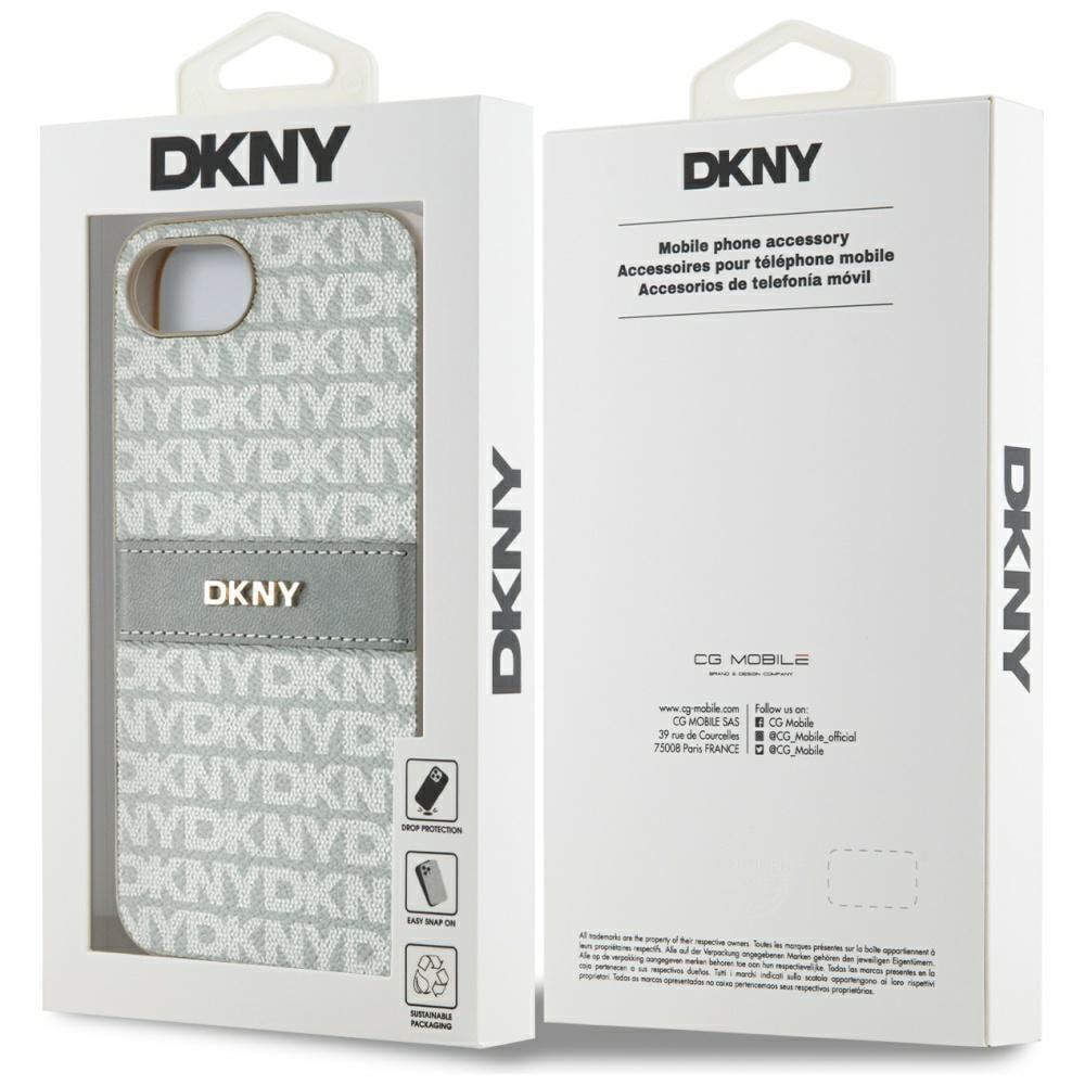 DKNY Repeat Texture Pattern med tonal stribe iPhone 16e Etui - Beige