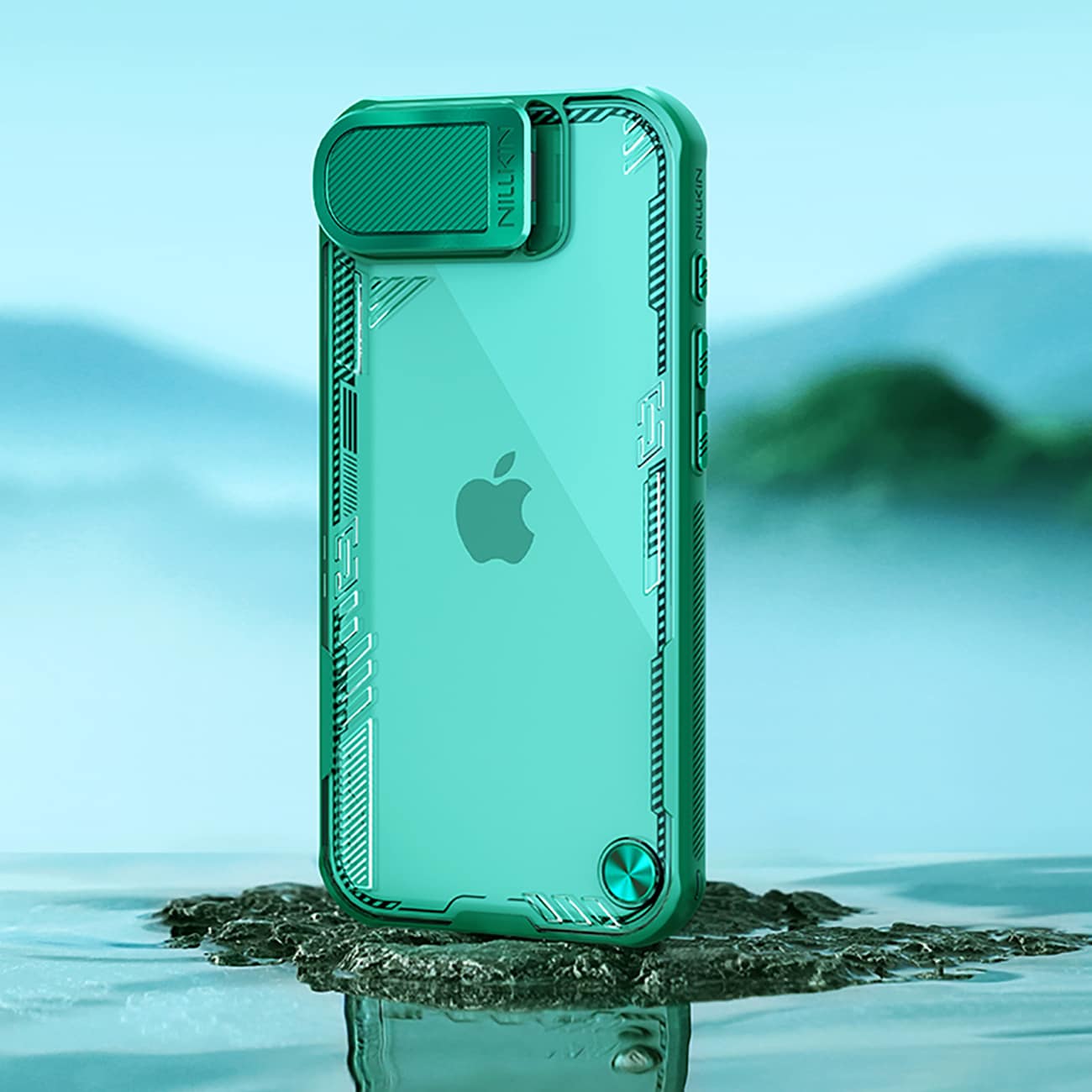 Nillkin Iceblade Prop Case med objektivdæksel og stativ til iPhone 16e - Grøn