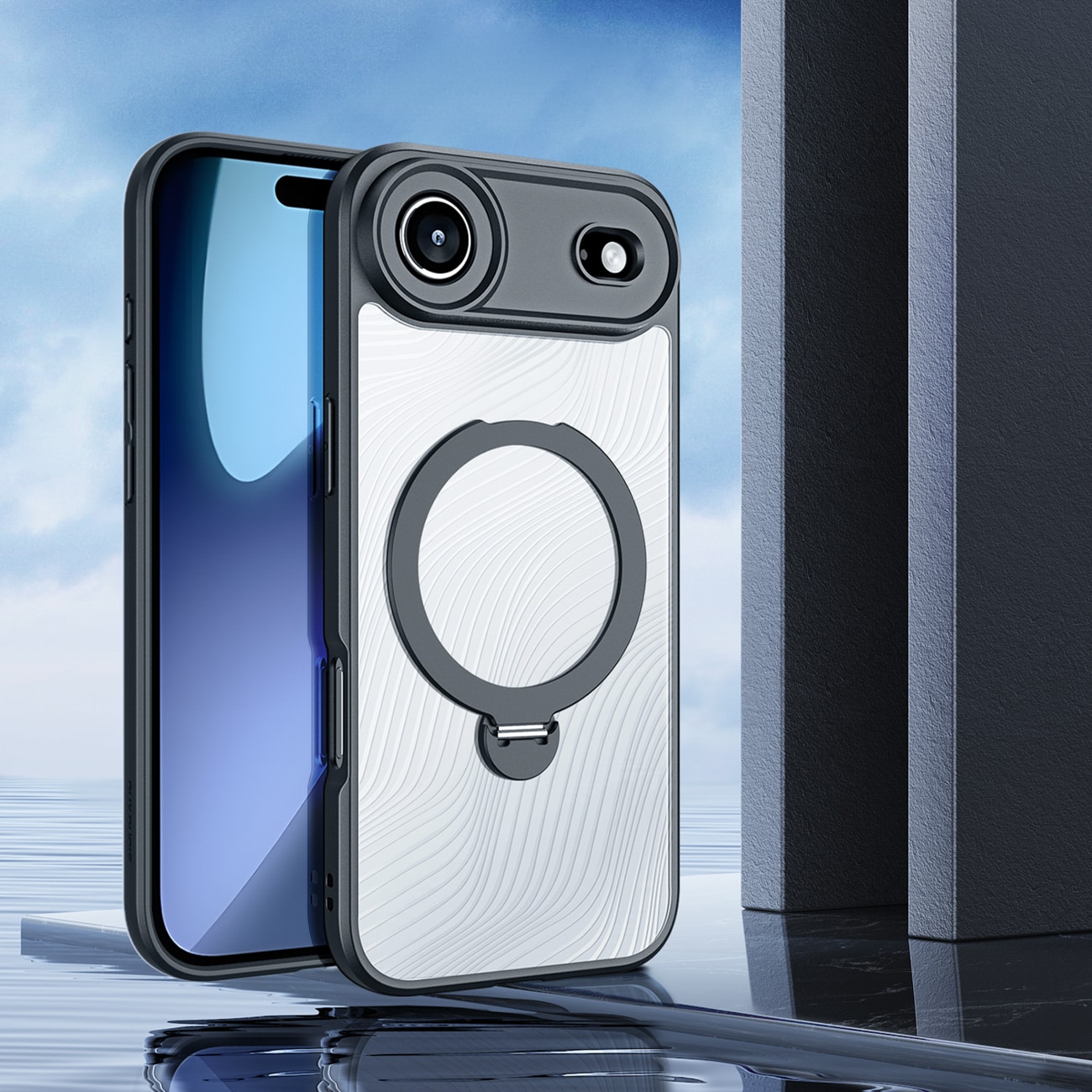 Dux Ducis Aimo Mag-etui med magnetisk ring og stativ til iPhone 17 Air - Sort