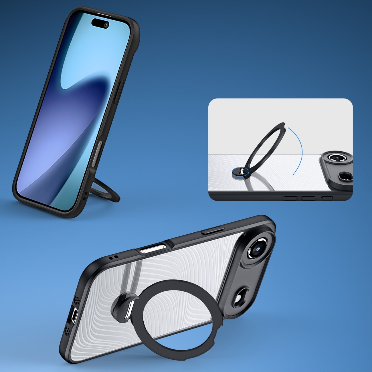 Dux Ducis Aimo Mag-etui med magnetisk ring og stativ til iPhone 17 Air - Sort