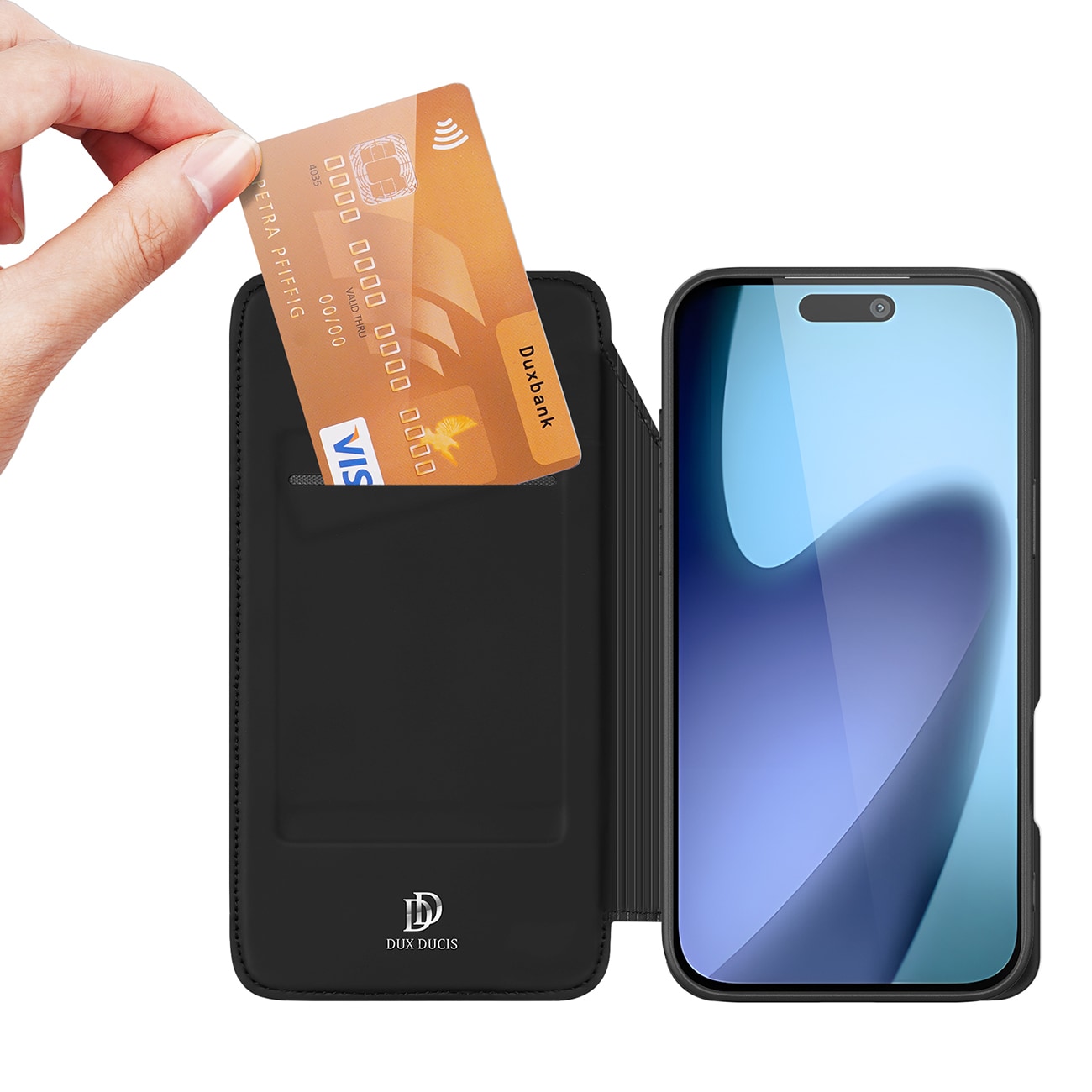Dux Ducis Skin Pro-etui til iPhone 17 Air med flip og kortplads - Sort