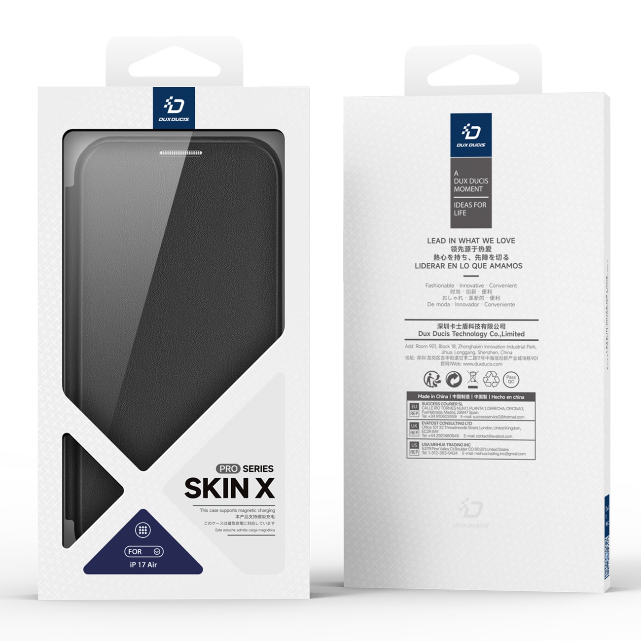 Dux Ducis Skin X Pro iPhone 17 Air-etui med pung, MagSafe-kompatibel - sort