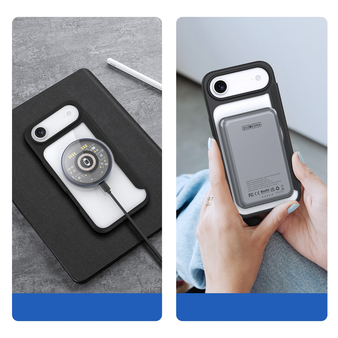 Dux Ducis Skin X Pro iPhone 17 Air-etui med pung, MagSafe-kompatibel - sort