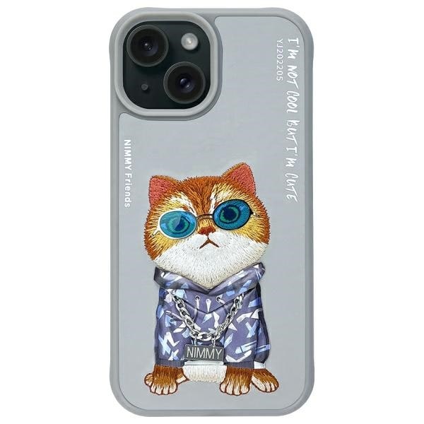 Nimmy Glasses Cool Cat iPhone 15-etui - grå