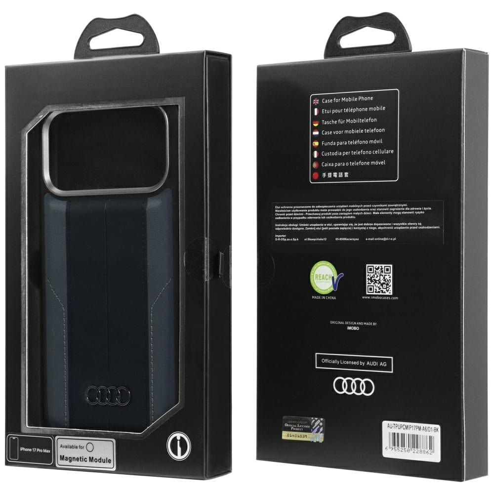 Audi A6 MagSafe-etui i syntetisk læder til iPhone 17 Pro Max - Sort
