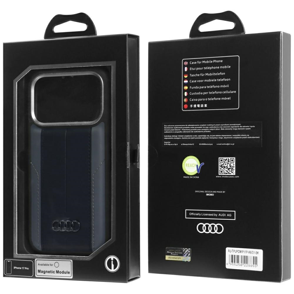 Audi A6 MagSafe-etui i syntetisk læder til iPhone 17 Pro - Sort